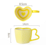 Qfdian  300ml Heart Shape Ceramic Mugs Creative Oatmeal Breakfast Mug Drinkware Set Kitchen with Heart Shape Handle Lovely Festival Gift