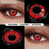 Qfdian  1 Pair Red Cosplay Witch Contact Lenses Halloween Black White Makeup Lens Crazy Party Role Playing Eye Contacts Lens