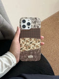 Qfdian  Autumn/Winter Retro Style Pattern Small Floral Splicing Suitable For iPhone 16 Pro max Case 15 14 1317 Pro Protective Cover