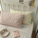Qfdian  Double Sided Stripes Bow Pillow Cases 48x74cm Soft Comfortable Covers Cotton Pillow Cover Pillow Sham Beds Home Decoration gifts