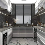 Qfdian Waterproof stainless steel 40cm metal brushed silver wall sticker kitchen living room refrigerator countertop adhesive wallpaper