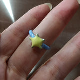 Qfdian Korean Fashion Cute Heart apple Star Geometric Open Metal Ring For Women Y2K Gothic Creative Charm Grunge Jewelry Accessories