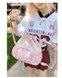 Women Grunge Drawstring Simple Backpacks Y2k Aesthetic Casual All Match Ita Bags Trendy Students Vintage Transparent Schoolbags