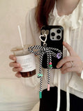 Qfdian Colorful summer leather fundas for iphone 15 pro max 13pro 14pro 15promax 12 14 13 ins bowknot rope pendant simple phone case