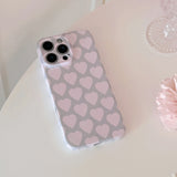 Qfdian Pink Heart Cute Phone Case For Iphone 15Pro 16ProMax 13 14 15 16 Pro Max 14ProMax 15ProMax Cover Fundas