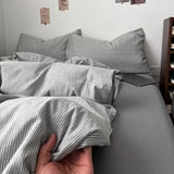 Qfdian  ‌Ins Nordic Bedding Set Plaid Striped Duvet Cover Set Soft Flat Sheets Set 2 Pillowcases Single Twin Full Queen Size Simple Style