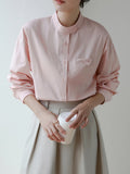Qfdian  Elegant Stylish Commute Pink Shirts Women Spring Autumn Turn-Down Collar Button Down Long Sleeve Blouse Office Ladies