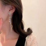 2024 New Fashion Long Tassels Sweet Heart Drop Earrings Joker Fine Bowknot Modelling Trend Women Dangle Earrings Jewelry