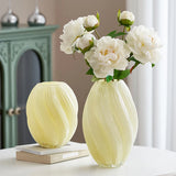 Qfdian  French Vase Feeling Glass Milky Jade Color Living Room Water Nourishing Flower Arrangement Antique Floral Ware Mother's Day