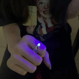 Qfdian  2 Piece Glowing Heart Shaped Couples Ring Set Zinc Alloy Adjustable Rings Glow in The Dark