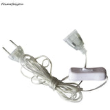 Qfdian 3M 5M Power Extension Cord For EU / US Plug LED Holiday Light String Extension Standard Switch Cable Christmas Curtain Light