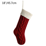 Qfdian  Red Green Christmas Stockings Large Size Knitted Xmas Stocking Christmas Party Decoration New Year Fireplace Hanging Stockings