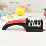 Qfdian 3-Segment Knife Sharpener Knife Sharpeners for Kitchen Knives Stainless Steel Three-Purpose Sharpening Stone for Kitchen Tools