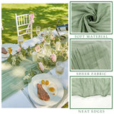 Qfdian  1/2Pcs Sage Green Cheesecloth Table Runner Rustic Boho Table Runners Sheer Gauze for Wedding Bridal Shower Birthday Party Decor