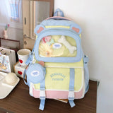 Qfdian High-capacity Casual Contrast Color Backpacks Y2k Aesthetic Transparent Schoolbags Streetwear Students Patchwork Backpack Women