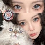 Qfdian 1 Pair High Quality Color Contact Lenses with Diopter Myopia Eyes graduated color Beauty Pupil Makeup Yearly