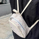 Qfdian Women Students Kawaii Cute Mini Backpack Preppy Sweet Flower Print Chic Schoolbags Korean Y2k Aesthetic Fashion Girls Backpacks