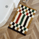 Qfdian Checkerboard bathroom absorbent mats toilet non-slip floor mats absorbent quick-drying bath mat bedroom carpet floor mats