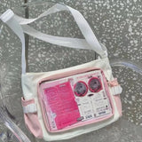 Qfdian Y2k Aesthetic Patchwork Contrast Color Crossbody Bag All Match Preppy Trendy Casual Ita Bags Women Transparent Ins Shoulder Bags