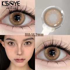 Qfdian 1 Pair New Style Colored Contact Lenses with Diopter Myopia Eyes Pink Contacts Lens Beauty Puppiletes Makeup Yearly