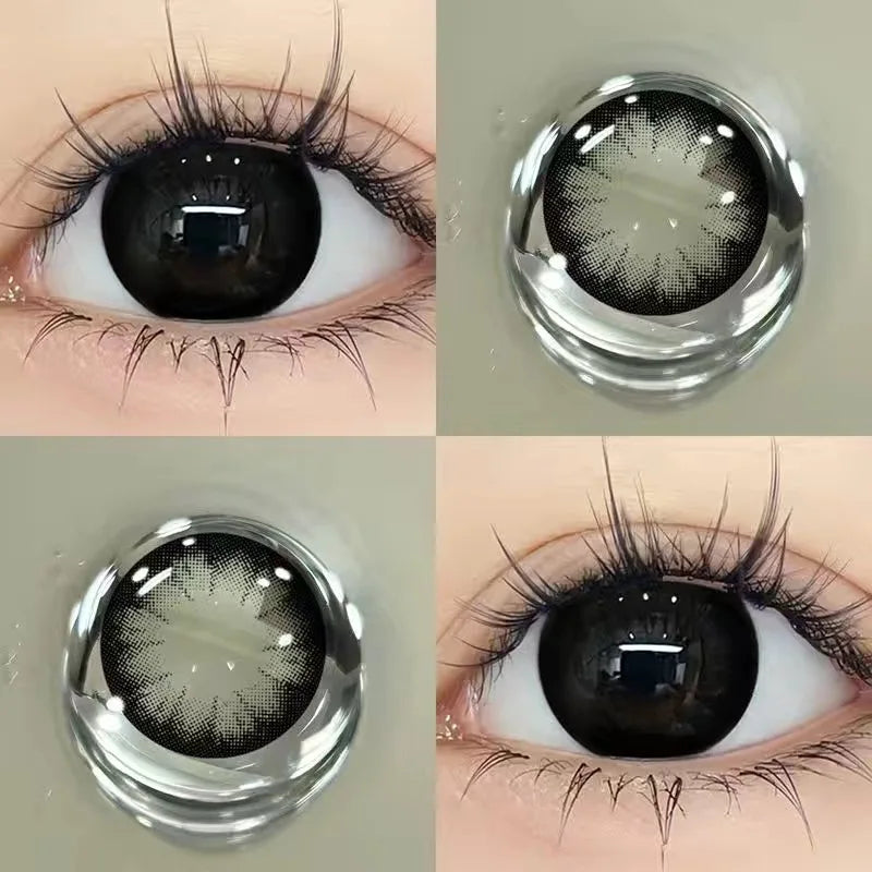 Qfdian 2PCS Brown Black Colored Contact Lenses Myopia degree -0.00 to -8.00 High Quality Beauty Pupil Makeup Lens Fast Shipping