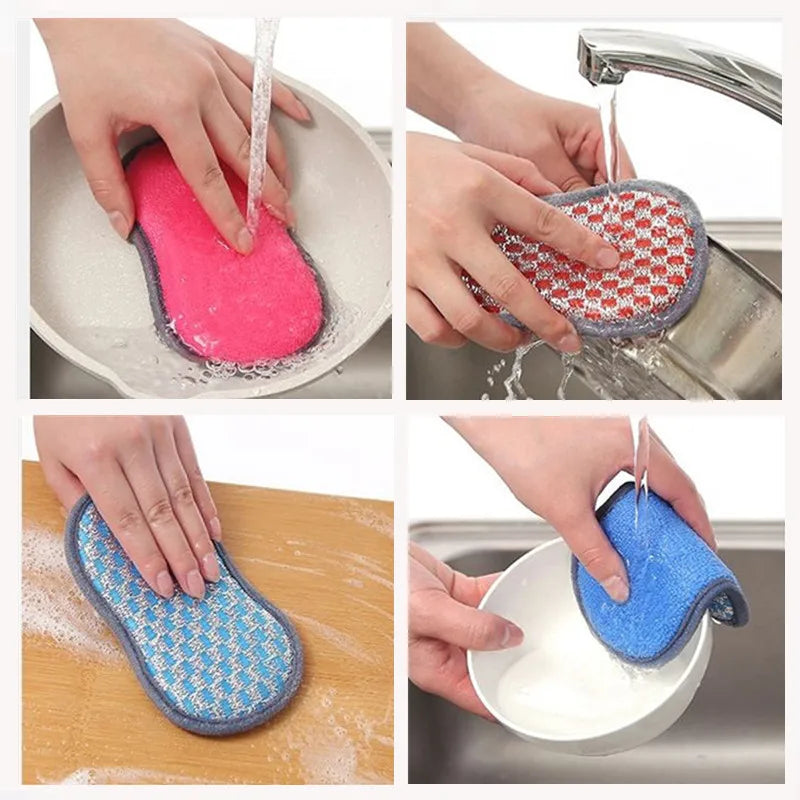 Qfdian Kitchen Cleaning Sponge Double Sided Sponge Scrubber Sponges For Dishwashing Scouring Pad Dish Cloth Kitchen Cleaning Tools