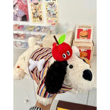 Qfdian Japanese Fluffy Cartoon Striped Dog Shoulder Bag Kawaii Sweet Fashion Women's Handbags Y2k Aesthetic Cute Crossbody Bags Trendy