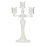 Qfdian  3 Heads Retro Transparent Candlesticks Taper Candle Holders Tall Candlesticks Decoration Party Glass Home Decor Wedding Decor