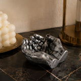 Qfdian  Bronze Silver Hand Ashtray Resin Sculpture Creative Hand Bowl Decorative Tray Home Desk Ornament Luxury Gift
