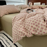 Qfdian  Duvet Cover Set  A-class Ultra Soft Jacquard Double-layer Yarn Washed Cotton Bedding Set  Floral Bed Sheet