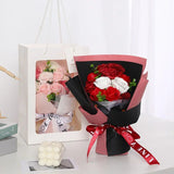 Qfdian  Artificial Soap Flower Preserved Bouquet Rose Realistic Mothers Day Valentines Day Anniversary Wedding Romantic Gift Decoration