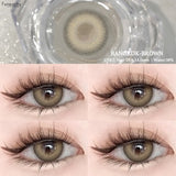 Qfdian  1Pair Natural Brown Contact Lenses for Eyes Colored Lenses Gray Pupils Big Eye Lenses Fashion Beauty Contacts Yearly