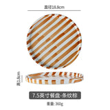Qfdian Simple Striped Ceramic Teacup Hotel Café Porcelain Coffee Cup 280ml Office Mug Breakfast Bread Dessert Mug Gift Table Decoration
