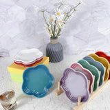 Qfdian Plum Blossom Small Plate 5.5Inches 14cm Rainbow Sauce Plate Flower Shaped Pet Gradual Spike Bone Plate Tableware Ceramic Dishs
