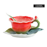 Qfdian Ceramic Rose Coffee Cup Saucer Exquisite Butterfly Kettle Afternoon Camellia Flower Teacup Flower Decoration Milk Coffee Cup New