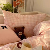 Qfdian Plaid Bow Knot Pillowcase Korean Y2k Fashions Women Blackpink Dakimakura Sleeping Pillows Cover Bedroom Decoration Girl Gifts