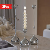 Qfdian  3pcs Metal Candle Holder Set Suitable Romantic Table Candlelight Dinner Perfect Wedding Decorations Home Decoration Accessories