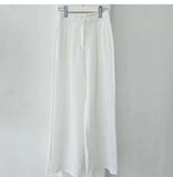 Qfdian  Stylish Women High Waist Casual Wide Leg Long Palazzo Pants Trousers Loose Casual Pants Office Ladies Elegant Long Pants Female