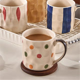 Qfdian  Retro INS Ceramic Mug Glazed Underglaze Color Breakfast Premium Coffee Cup Water Drinking Cup for Daily Use