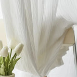 Qfdian  partition decorative anti-scratch and anti-wrinkle white sheer curtains for living room, bedroom and dining room
