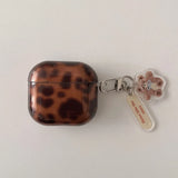 Qfdian  New Transparent Leopard Print Cover Case For Airpods 4 Cartoon Lovely Little Bear Pendant For AirPods 1 2 3nd Pro 2 Shell