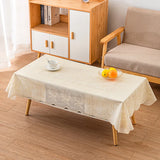 Qfdian  1pc Three Dimensional Lace Printed Tablecloth PVC Material Anti Slip Table Mat Square Household Hanging Edge Dining Desk Cover