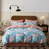 Qfdian 1000TC Egyptian Cotton Flowers Plant Prints Bedding Set Single Double Queen King Size Duvet cover Set Bed Sheet Pillowcases 4Pcs