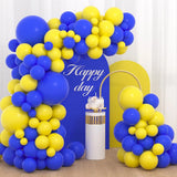 Qfdian  122Pcs Blue Yellow Balloon Arch Garland Kit for Wedding Graduation Anniversary Bridal Shower Birthday Party Decorations