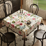 Qfdian  Printed Rectangle Tablecloth Cotton Linen Waterproof Heat-resistant Dining Table Cover Mat Outdoor Picnic Party Table Decoration