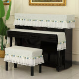 Qfdian  Simple Piano Dust Cover Three Piece Set Home Decoration Dust Piano Covers Cloth Half Draped Piano Keys Stool Cover with Tassel