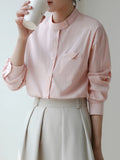 Qfdian  Elegant Stylish Commute Pink Shirts Women Spring Autumn Turn-Down Collar Button Down Long Sleeve Blouse Office Ladies