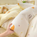 Qfdian  ‌New Washed Cotton Fresh Style Fitted Sheet Four-Piece Set, Duvet Cover, Student Dormitory Bed Sheet Three-Piece Set