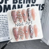 Qfdian  Pink Silver Snake Pattern Space Press On Nails Flexible Resin Rhinestone Star Moon Ideal for Sweet Cool Outfits Parties Dates Da