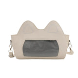 Qfdian Y2k Aesthetic Transparent Women's Handbags Fashion Kawaii Cat Ears Shoulder Bag Japanese All Match Ins Trendy Crossbody Ita Bags
